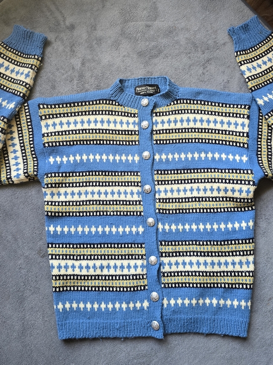 Herman Mehren Sweaters - Heritage Blue Patterned Button-Front Cardigan